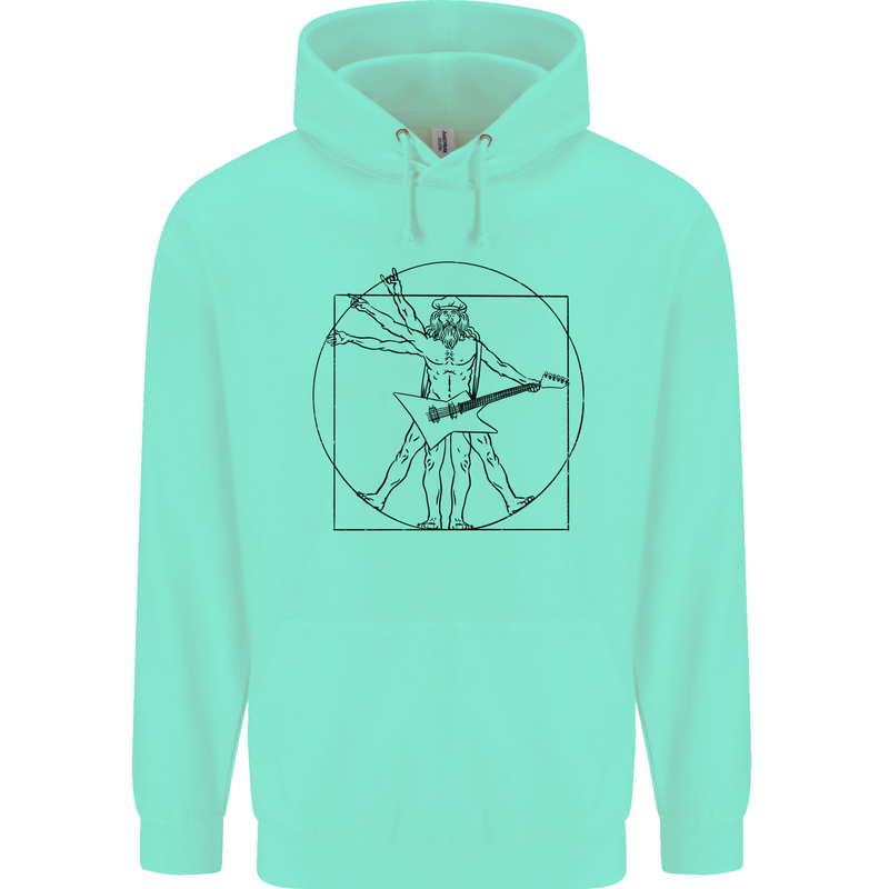 Old Rocker Vitruvian Guitarist Funny Guitar Mens 80% Cotton Hoodie Peppermint