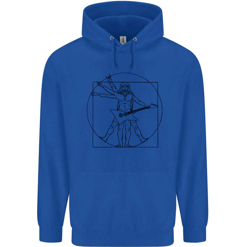 Old Rocker Vitruvian Guitarist Funny Guitar Mens 80% Cotton Hoodie Royal Blue