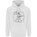 Old Rocker Vitruvian Guitarist Funny Guitar Mens 80% Cotton Hoodie White