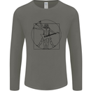 Old Rocker Vitruvian Guitarist Funny Guitar Mens Long Sleeve T-Shirt Charcoal