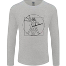 Old Rocker Vitruvian Guitarist Funny Guitar Mens Long Sleeve T-Shirt Sports Grey