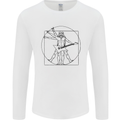 Old Rocker Vitruvian Guitarist Funny Guitar Mens Long Sleeve T-Shirt White