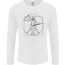 Old Rocker Vitruvian Guitarist Funny Guitar Mens Long Sleeve T-Shirt White