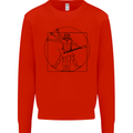 Old Rocker Vitruvian Guitarist Funny Guitar Mens Sweatshirt Jumper Bright Red