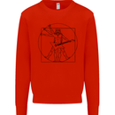 Old Rocker Vitruvian Guitarist Funny Guitar Mens Sweatshirt Jumper Bright Red