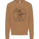 Old Rocker Vitruvian Guitarist Funny Guitar Mens Sweatshirt Jumper Caramel Latte