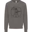 Old Rocker Vitruvian Guitarist Funny Guitar Mens Sweatshirt Jumper Charcoal