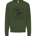 Old Rocker Vitruvian Guitarist Funny Guitar Mens Sweatshirt Jumper Forest Green