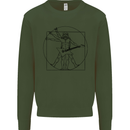 Old Rocker Vitruvian Guitarist Funny Guitar Mens Sweatshirt Jumper Forest Green