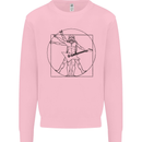 Old Rocker Vitruvian Guitarist Funny Guitar Mens Sweatshirt Jumper Light Pink