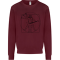 Old Rocker Vitruvian Guitarist Funny Guitar Mens Sweatshirt Jumper Maroon