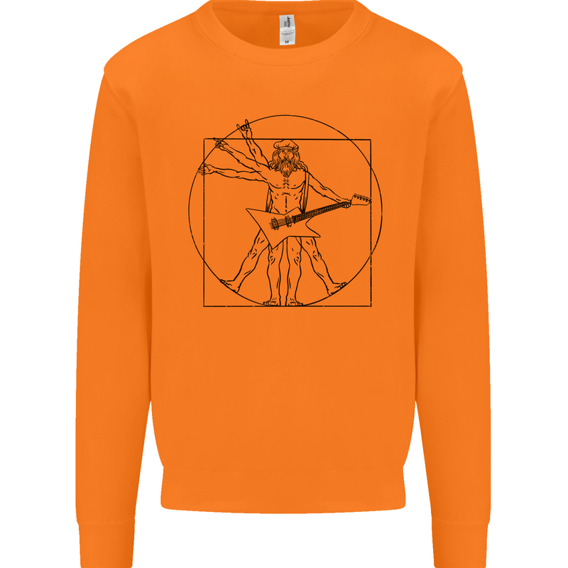 Old Rocker Vitruvian Guitarist Funny Guitar Mens Sweatshirt Jumper Orange