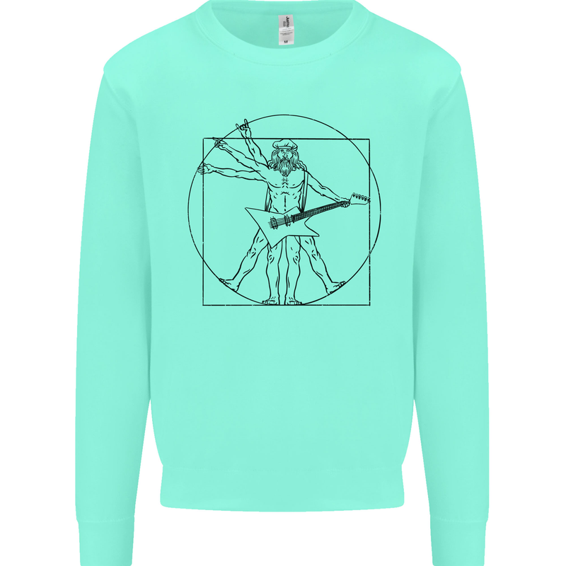 Old Rocker Vitruvian Guitarist Funny Guitar Mens Sweatshirt Jumper Peppermint