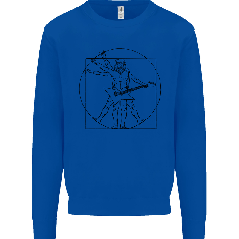 Old Rocker Vitruvian Guitarist Funny Guitar Mens Sweatshirt Jumper Royal Blue