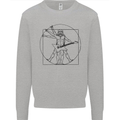 Old Rocker Vitruvian Guitarist Funny Guitar Mens Sweatshirt Jumper Sports Grey