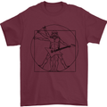 Old Rocker Vitruvian Guitarist Funny Guitar Mens T-Shirt 100% Cotton Maroon