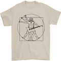 Old Rocker Vitruvian Guitarist Funny Guitar Mens T-Shirt 100% Cotton Sand