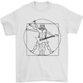 Old Rocker Vitruvian Guitarist Funny Guitar Mens T-Shirt 100% Cotton White