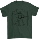 Old Rocker Vitruvian Guitarist Funny Guitar Mens T-Shirt Cotton Gildan Forest Green
