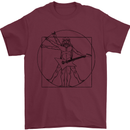 Old Rocker Vitruvian Guitarist Funny Guitar Mens T-Shirt Cotton Gildan Maroon