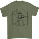 Old Rocker Vitruvian Guitarist Funny Guitar Mens T-Shirt Cotton Gildan Military Green