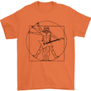 Old Rocker Vitruvian Guitarist Funny Guitar Mens T-Shirt Cotton Gildan Orange