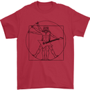 Old Rocker Vitruvian Guitarist Funny Guitar Mens T-Shirt Cotton Gildan Red