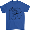 Old Rocker Vitruvian Guitarist Funny Guitar Mens T-Shirt Cotton Gildan Royal Blue