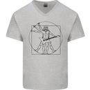 Old Rocker Vitruvian Guitarist Funny Guitar Mens V-Neck Cotton T-Shirt Sports Grey