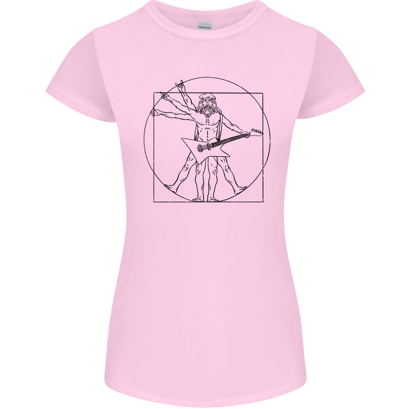 Old Rocker Vitruvian Guitarist Funny Guitar Womens Petite Cut T-Shirt Light Pink
