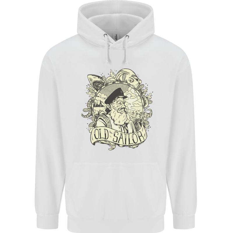 Old Sailor Octopus White Shark Captain Childrens Kids Hoodie White