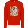 Old Sailor Octopus White Shark Captain Kids Sweatshirt Jumper Bright Red