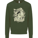 Old Sailor Octopus White Shark Captain Kids Sweatshirt Jumper Forest Green