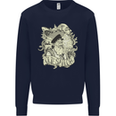 Old Sailor Octopus White Shark Captain Kids Sweatshirt Jumper Navy Blue