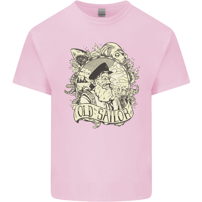 Old Sailor Octopus White Shark Captain Mens Cotton T-Shirt Tee Top Light Pink