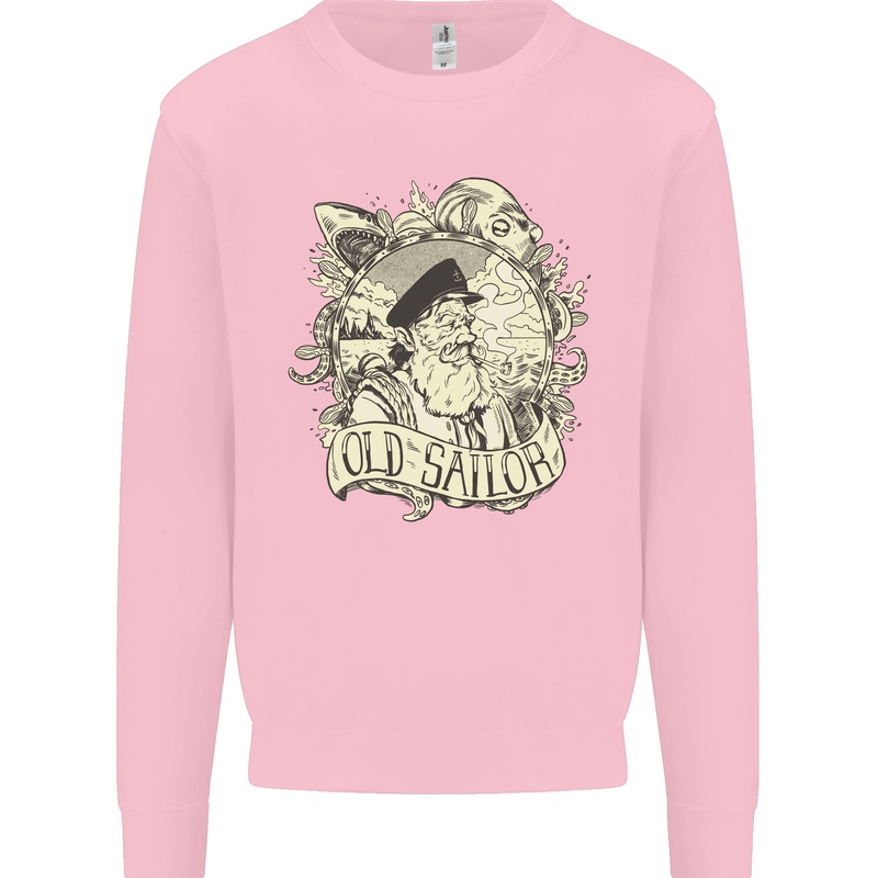 Old Sailor Octopus White Shark Captain Mens Sweatshirt Jumper Light Pink