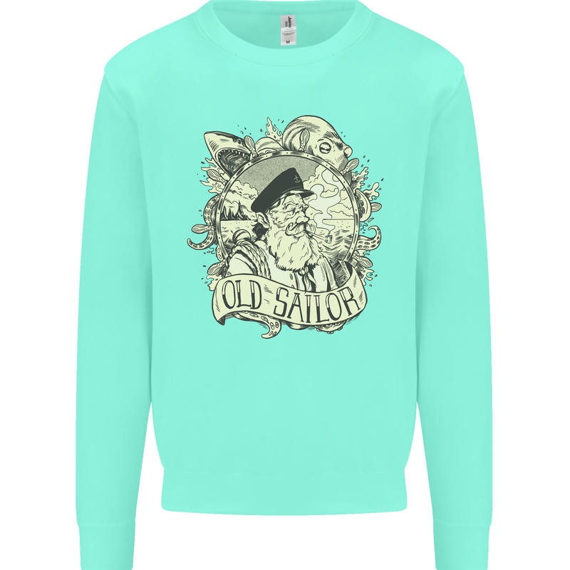 Old Sailor Octopus White Shark Captain Mens Sweatshirt Jumper Peppermint