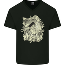 Old Sailor Octopus White Shark Captain Mens V-Neck Cotton T-Shirt Black
