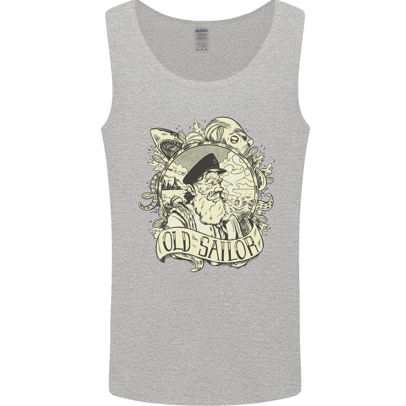 Old Sailor Octopus White Shark Captain Mens Vest Tank Top Sports Grey