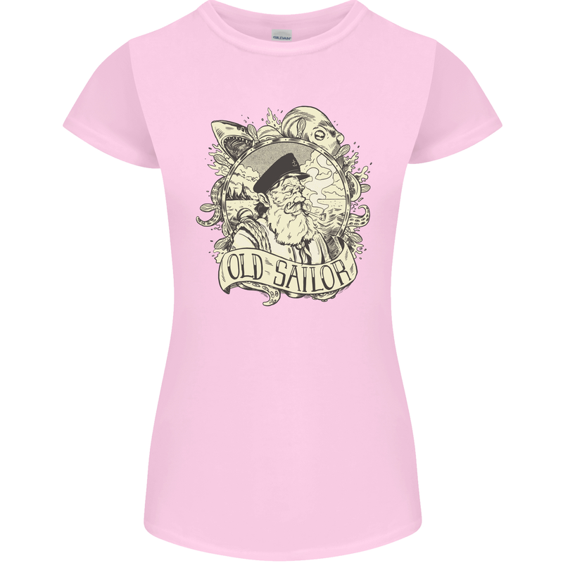Old Sailor Octopus White Shark Captain Womens Petite Cut T-Shirt Light Pink