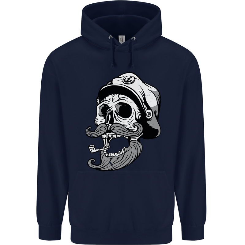Old Sailor Skull Sailing Captain Childrens Kids Hoodie Navy Blue