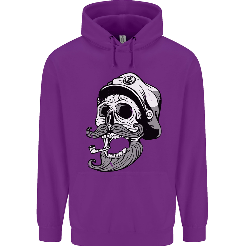 Old Sailor Skull Sailing Captain Childrens Kids Hoodie Purple