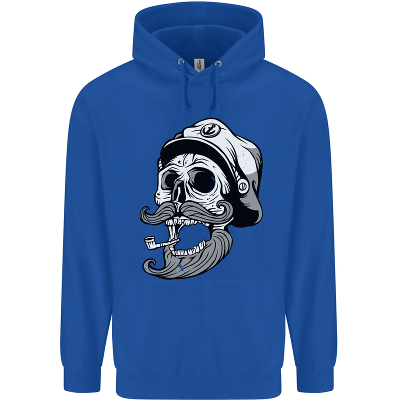 Old Sailor Skull Sailing Captain Childrens Kids Hoodie Royal Blue