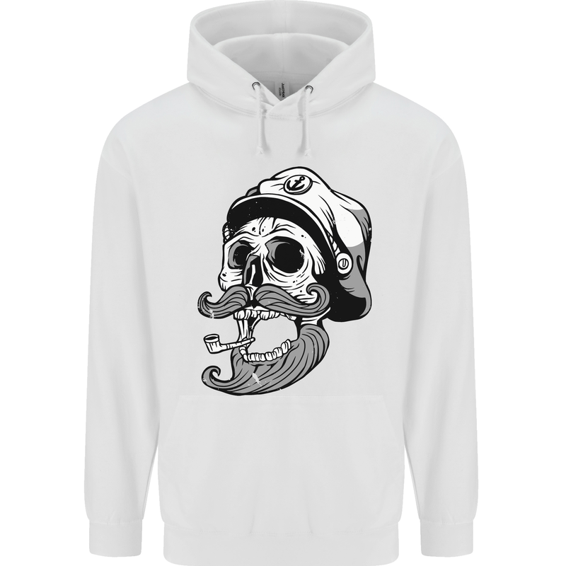 Old Sailor Skull Sailing Captain Childrens Kids Hoodie White