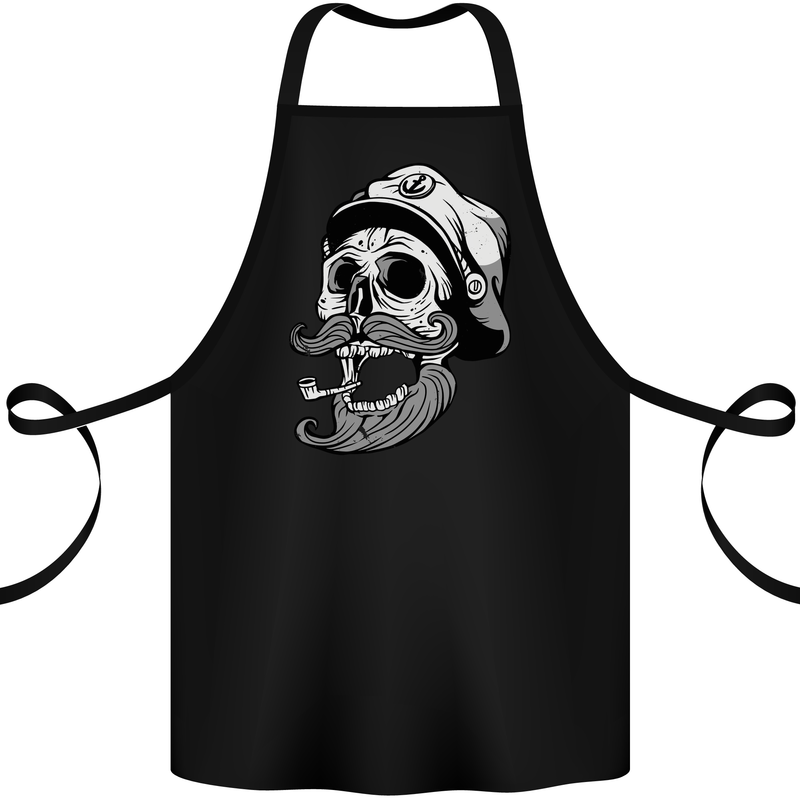 Old Sailor Skull Sailing Captain Cotton Apron 100% Organic Black