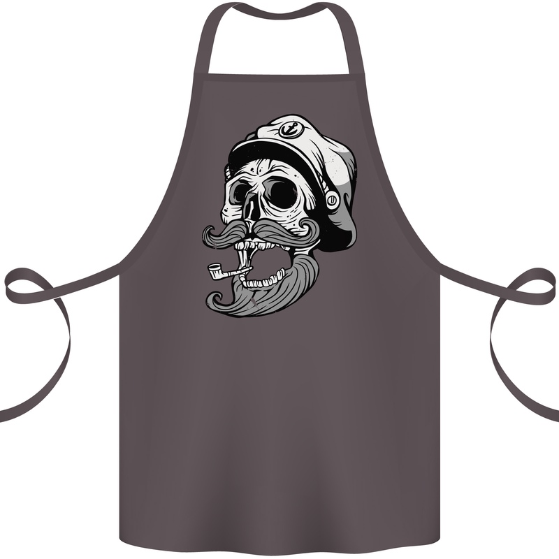 Old Sailor Skull Sailing Captain Cotton Apron 100% Organic Dark Grey