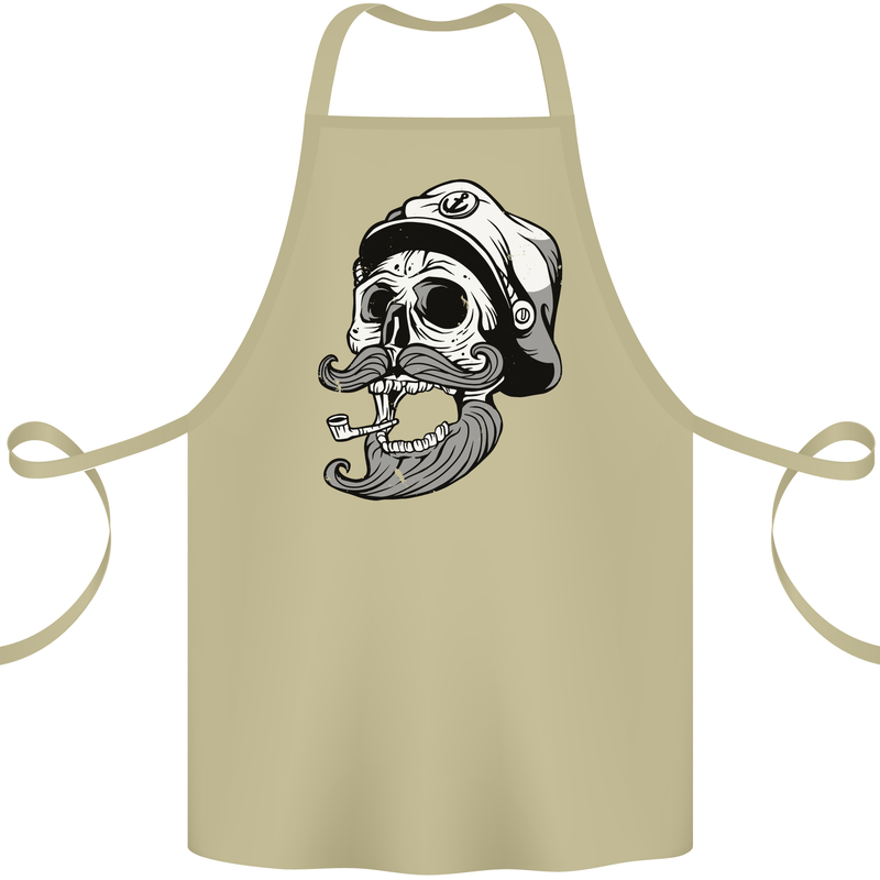 Old Sailor Skull Sailing Captain Cotton Apron 100% Organic Khaki