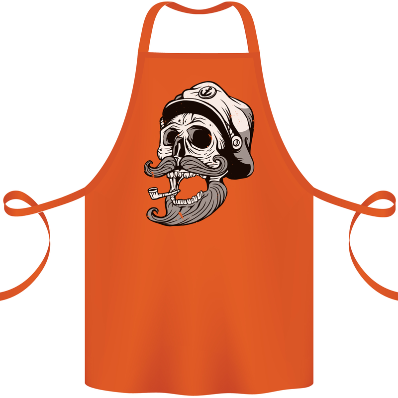 Old Sailor Skull Sailing Captain Cotton Apron 100% Organic Orange