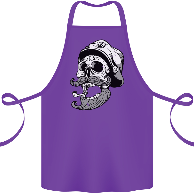 Old Sailor Skull Sailing Captain Cotton Apron 100% Organic Purple