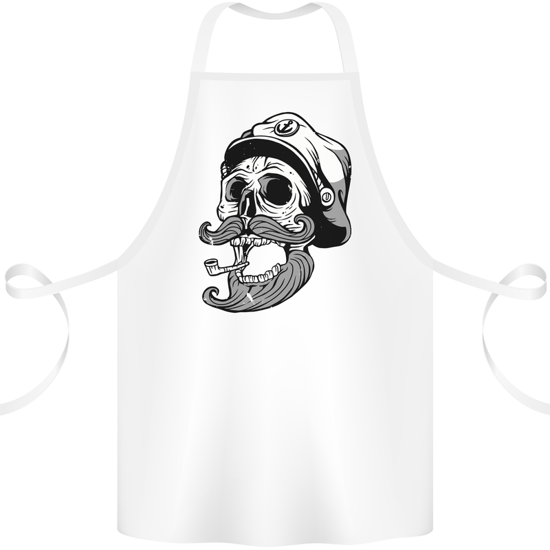 Old Sailor Skull Sailing Captain Cotton Apron 100% Organic White